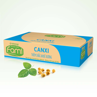 Thùng sữa đậu nành Vinasoy Fami Canxi Nguyên vị (200ml x 36 hộp