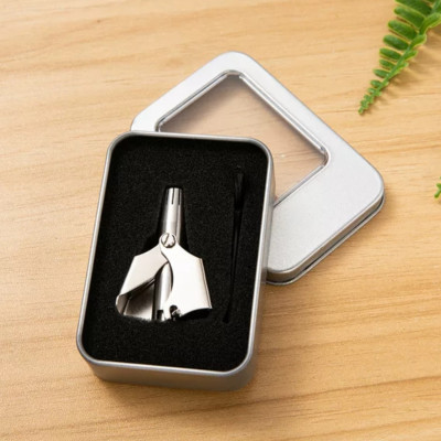 Dụng cụ, Máy cắt tỉa lông mũi bằng thép không gỉ cao cấp, máy cắt lông mũi an toàn tiện lợi ( tặng bộ chổi vệ sinh mini nội địa nhật bản )