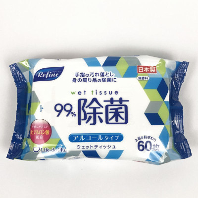Khăn ướt khử trùng, không mùi Life-do.Plus 60 tờ, có cồn - nội địa Nhật Bản