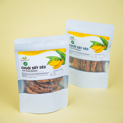 Chuối sấy dẻo Goce - Túi 150g - Chuối sấy nguyên trái thơm ngon, đồ ăn vặt
