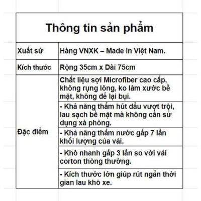 Khăn lau ô tô xe máy đa năng chất liệu Microfiber kích thước 35x75cm