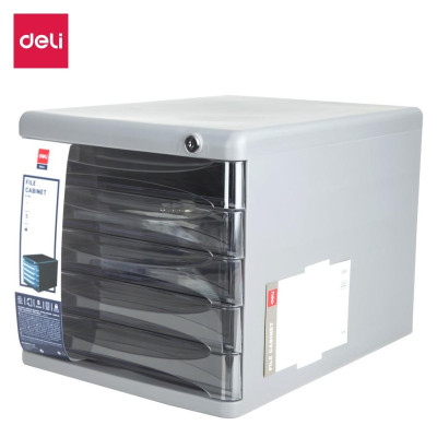 Tủ tài liệu 5 ngăn Deli, Ghi xám/Đen - E9795