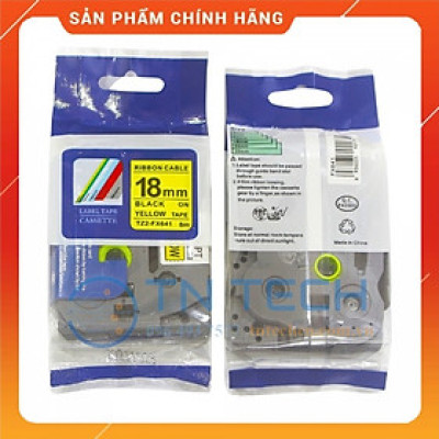 Nhãn In Tz2-FX641 - Đen nền vàng 18mm x 8m - Dùng cho máy in BROTHER - AIMO - PUTY [Hàng Nhập Khẩu]