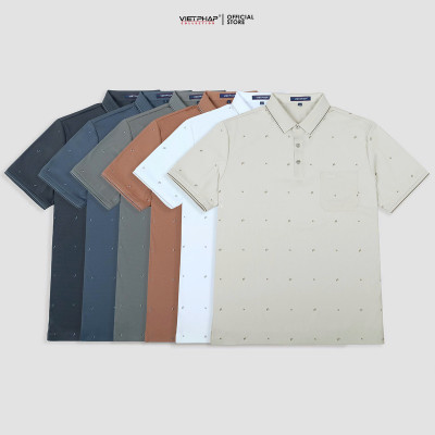 Áo Polo Nam VIỆT PHÁP Form Luxury - Thun Lụa Lạnh In, lịch lãm, sang trọng 50564
