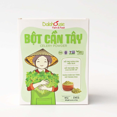 Bột cần tây hữu cơ nguyên chất sấy lạnh Dalahouse - Mẫu mới 2022 Hộp - Hỗ trợ giảm cân, cao huyết áp, ngăn chặn gia tăng mỡ trong máu
