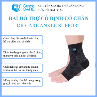Đai Hỗ Trợ Cổ Chân Grace Care AD320 - Vải Dệt 3D Thoáng Khí, Co Giãn, Hỗ Trợ Vận Động, Tập Thể Thao