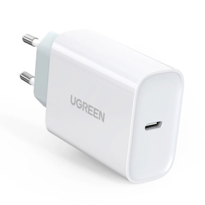Củ sạc nhanh USB Type-C 30W Ugreen 70161 (Màu trắng) - Hàng chính hãng