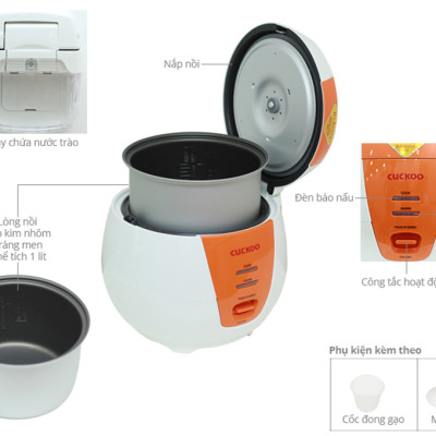 Nồi Cơm Điện Nắp Gài Cuckoo CR- 0661 màu cam - 1L - Hàng Chính Hãng