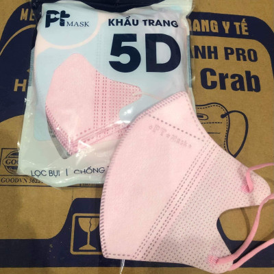 Combo 100 Cái Khẩu Trang 3 Lớp Kháng Khuẩn 5D PT MASK - Màu Trắng