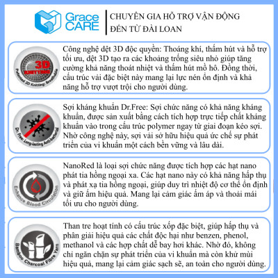 Đai Hỗ Trợ Cổ Chân Grace Care AD320 - Vải Dệt 3D Thoáng Khí, Co Giãn, Hỗ Trợ Vận Động, Tập Thể Thao