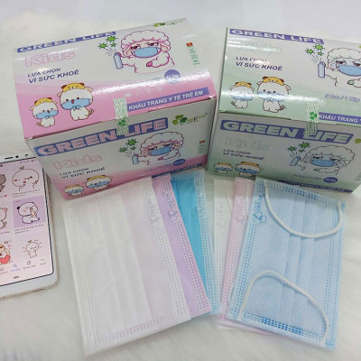 Khẩu trang y tế trẻ em kháng khuẩn GREEN LIFE đủ màu, đủ hình - CÓ CHỨNG NHẬN KIỂM ĐỊNH CHẤT LƯỢNG