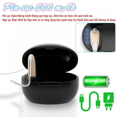 Máy trợ thính không dây pin sạc Axon A-318 - Tặng kèm hộp đựng máy, có bộ lọc tiếng ồn