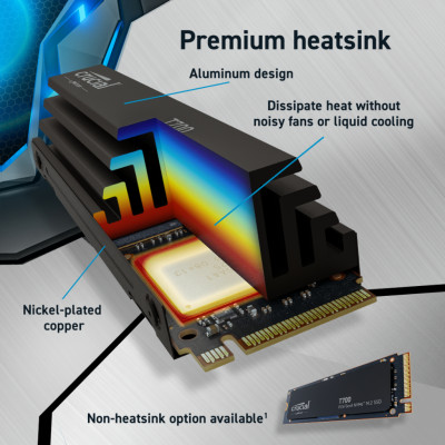 SSD Crucial T705 with heatsink M.2 PCIe NVMe 4TB Gen5 - CT4000T705SSD5- HÀNG CHÍNH HÃNG