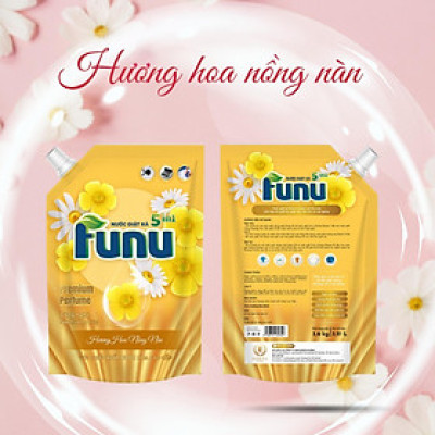 Túi nước giặt xả Funu 3.6kg 5 in 1 hương nước hoa cao cấp, giặt sạch ngăn tái bám, giữ bền màu cho vải, làm mềm và ảo vệ sợi vải - Hàng chính hãng