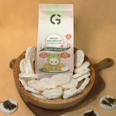 Bánh snack ăn dặm hữu cơ cho bé GUfoods - Thành phần gạo organic, Không gia vị, Dễ Tiêu hoá, Phù hợp cho bé từ 1 tuổi