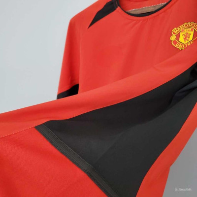 Áo Bóng Đá Retro Manchester United 2002 Dài Tay - Sân Nhà bản cao cấp vải Cotton Polyester