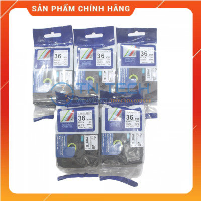 Nhãn In TNE-S261 - Đen nền trắng 36mm x 8m - Dùng cho máy in BROTHER - AIMO - PUTY [Hàng nhập khẩu]