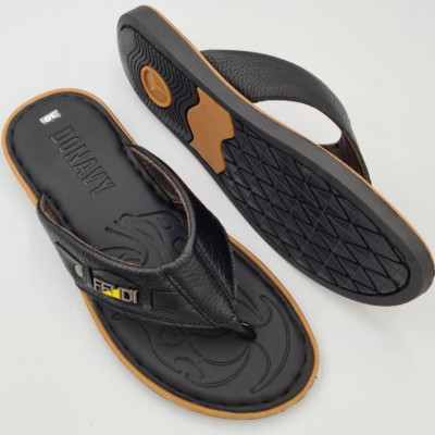 Dép kẹp nam da bò DONAVY cao cấp kiểu đính khuy thời trang 