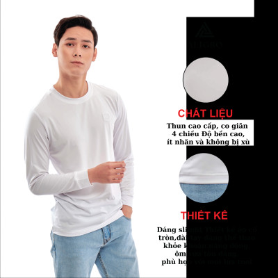 Áo thun nam dài tay ALIGRO màu trắng, chất thun cao cấp nhẹ, co giãn 4 chiều ALGAPD066