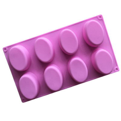 Khuôn silicon làm bánh, rau câu 8 hình Oval - Mã số 1052