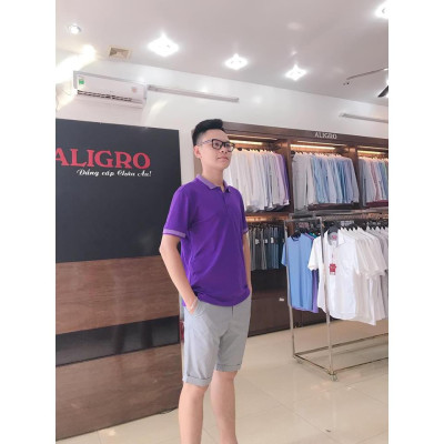 Áo phông polo nam trơn màu tím aligro ALGPLO27