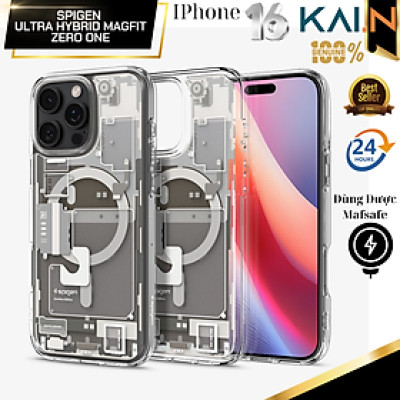 Ốp Lưng Spigen trong suốt sạc từ tính cho iPhone 16 Pro Max / 16 Pro, SPIGEN CRYSTAL HYBRID MAGFIT_ Hàng chính hãng