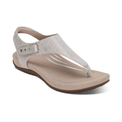 Giày sandal sức khỏe nữ Aetrex Ellie Grey - nâng vòm giảm đau chân, đệm đế memory foam