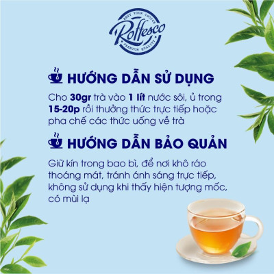 Combo 3 Trà Ô Long ROFFESCO PREMIUM OOLONG TEA Vị Đắng Nhẹ Hậu Ngọt Túi 500g