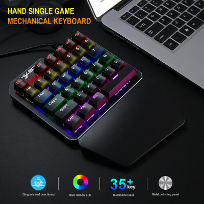 Bàn phím chơi game chuyên nghiệp một tay HXSJ J100 35 phím có dây USB thay thế cho game thủ PUBG LOL CS