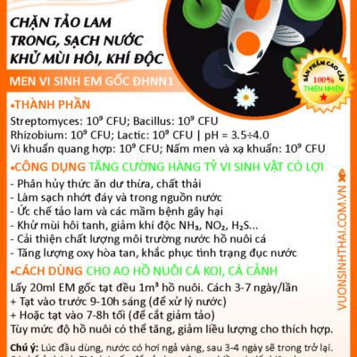 EM - Chế phẩm sinh học Xử Lý Nước Hồ Cá Koi, Cá Cảnh - Khử mùi hôi tanh - Phân hủy cặn bã hữu cơ dư thừa - Giảm độ đục, làm trong nguồn nước