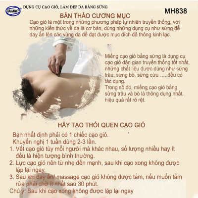 Dụng cụ cạo gió bằng sừng (MH838) Massage toàn thân - làm đẹp da - Chăm sóc sức khỏe