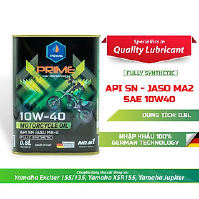 Nhớt Xe Máy PRIME Tổng Hợp Toàn Phần Lon 800ML-1L-1.1L-1.3L Cho Xe Số/Côn Tay/Tay Ga Nhập Khẩu Chính Hãng