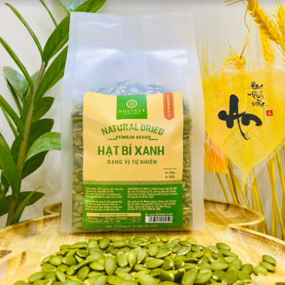 Hạt bí xanh tách vỏ Xuất xứ Ấn độ Thương Hiệu HOLINUT /đóng gói 500gr - 250gr