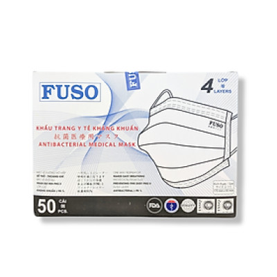 Khẩu trang y tế kháng khuẩn 4 lớp FUSO (hộp 50 cái)