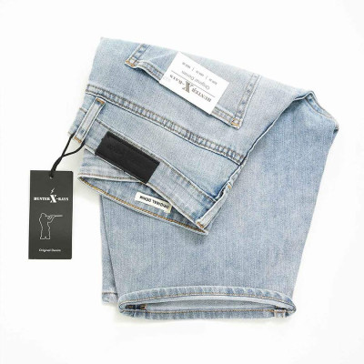 Quần Short Jeans Nam Cao Cấp HUNTER X-RAYS Form Slimfit Màu Xanh Wash Bạc S37