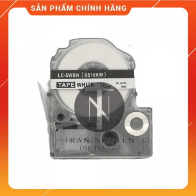 [Combo 5 cuộn] Nhãn in Tepra SS18KW (LC-18WBN) - Chữ đen nền trắng 18mm x 8m - Hàng nhập khẩu