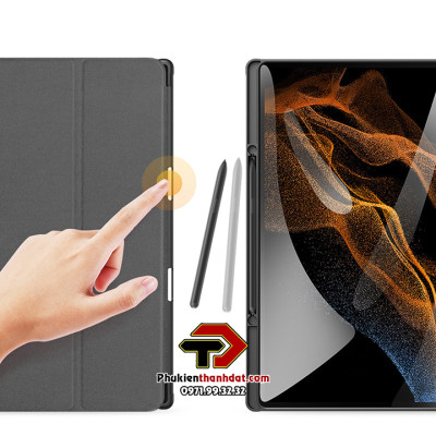 Bao da dành cho SamSung Galaxy Tab S8 Ultra có ngăn đựng bút chính hãng Dux Ducis Domo - Hàng nhập khẩu