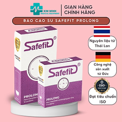 Bao cao su Safefit Prolong trơn, mỏng, bcs kéo dài thời gian hộp 3, 12 chiếc