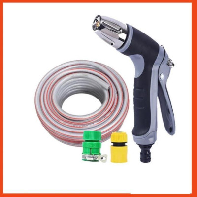 Bộ dây vòi xịt nước rửa xe, tưới cây,tăng áp 3 lần cút nhựa nối nhựa vàng loại 7-10m 206817