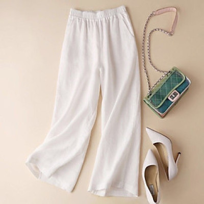 Quần dài nữ ống rộng chất linen cao cấp thương hiệu Đũi Việt, hàng hot qd08