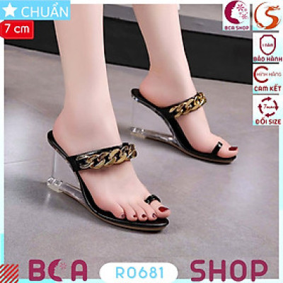 Xỏ ngón nữ 7 phân RO681 ROSATA tại BCASHOP thiết kế đế xuồng trong suốt độc đáo và sang trọng, lạ mắt