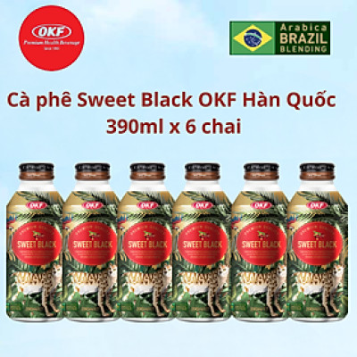 Cà phê Sweet Black OKF Hàn Quốc 390ML x 6chai Brazil Arabica Beans