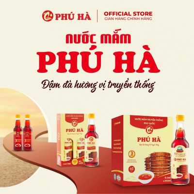 Nước mắm Phú Quốc Chỉ Dẫn Địa Lý Phú Hà 40 độ đạm - Hộp 6 chai 180ml