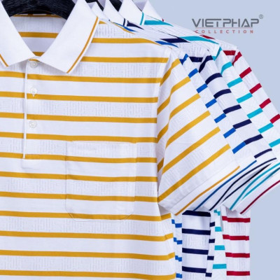 (SALE UP 70%) Áo Thun Dệt Cao Cấp VIỆT PHÁP/ Form Luxury- Chất liệu Cotton co giãn, thoáng mát 17181#