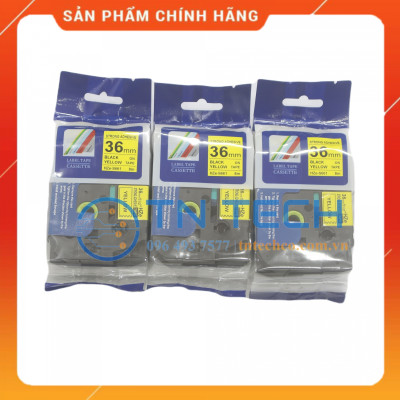 Nhãn In HZE-S661 - Đen nền vàng 36mm x 8m - Dùng cho máy in BROTHER - AIMO - PUTY [Hàng nhập khẩu]