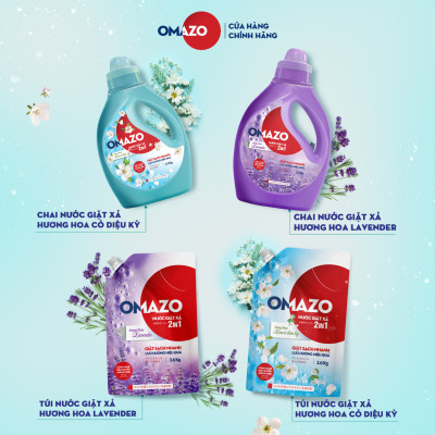 Combo 2 Chai Nước Giặt Xả Omazo Đậm Đặc Hương Hoa Cỏ Diệu Kỳ & Lavender (2.4kg x2)