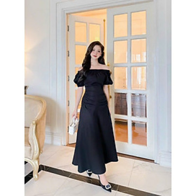 Đầm dự tiệc MINA thiết kế trễ vai dáng dài chất liệu KaKi - MN242