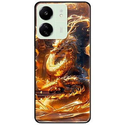Ốp lưng Redmi 9T - 13C - 13 4G - Redmi Note 13 4G - Note 13 Pro 4G - Note 13 Pro 5G - Rồng Vàng Lửa - Hàng Chính Hãng