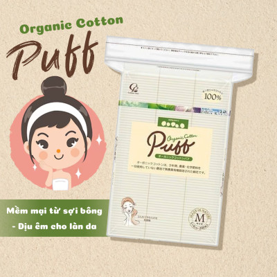 Bông Tẩy Trang Organic Cao Cấp Cotton Labo Organic Puff 200 Pieces (200 Miếng/ Gói)