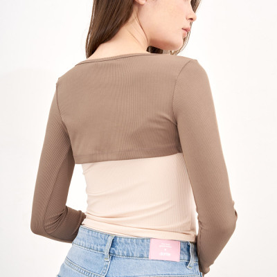 DOTTIE - Áo hai dây kèm áo khoác ngắn - Beige - T0752